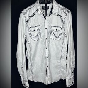 Men’s Buckle Black Athletic Fit Button Down Shirt Size Medium